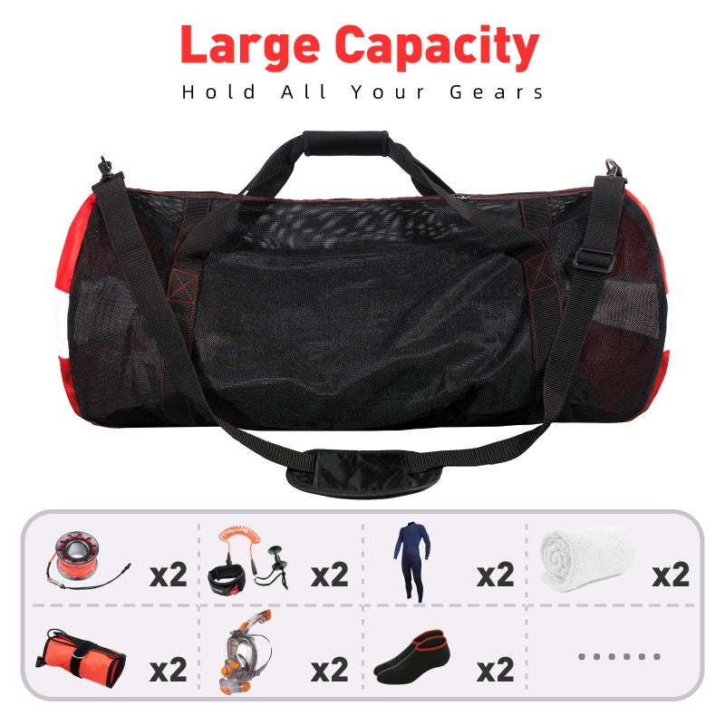 Seafard Mesh Dive Duffel Bag, Extra Large Sport Beach Bags with Adjustable Shoulder Strap, Totes and Zipper for Gym Gear, Sports Balls, Scuba Gear, Snorkeling, Diving, Rafting, and Water Sports Black - Image 4